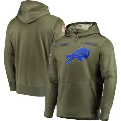 Buffalo Bills Men's 2018 Salute to Service Sideline Therma Performance Pullover Hoodie (Olive)
