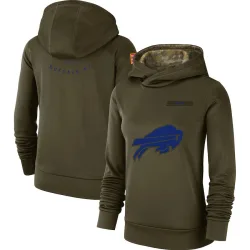 Buffalo Bills Women's 2018 Salute to Service Team Logo Performance Pullover Hoodie (Olive)