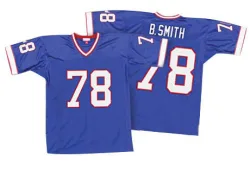 Bruce Smith Buffalo Bills Authentic Men's Mitchell And Ness 35th Anniversary Patch Throwback Jersey (Royal Blue)