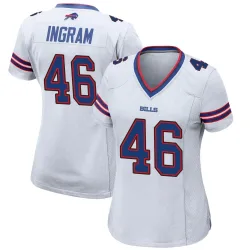 Ja'Marcus Ingram Buffalo Bills Game Women's Jersey (White)