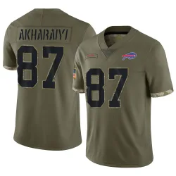 Kelly Akharaiyi Buffalo Bills Limited Men's 2022 Salute To Service Jersey (Olive)