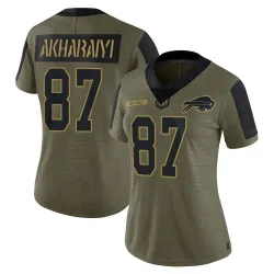 Kelly Akharaiyi Buffalo Bills Limited Women's 2021 Salute To Service Jersey (Olive)