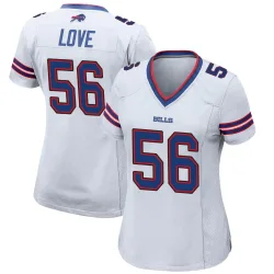 Mike Love Buffalo Bills Game Women's Jersey (White)