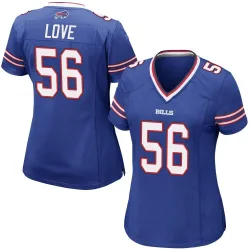 Mike Love Buffalo Bills Game Women's Team Color Jersey (Royal Blue)