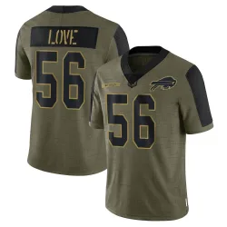 Mike Love Buffalo Bills Limited Youth 2021 Salute To Service Jersey (Olive)