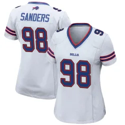 T.J. Sanders Buffalo Bills Game Women's Jersey (White)