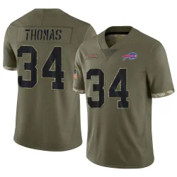 Thurman Thomas Buffalo Bills Limited Men's 2022 Salute To Service Jersey (Olive)